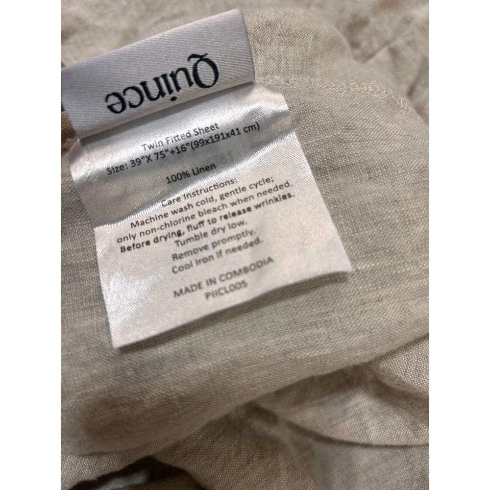 Quince 100% Linen TWIN Duvet Cover & Fitted Sheet Natural Flax Color